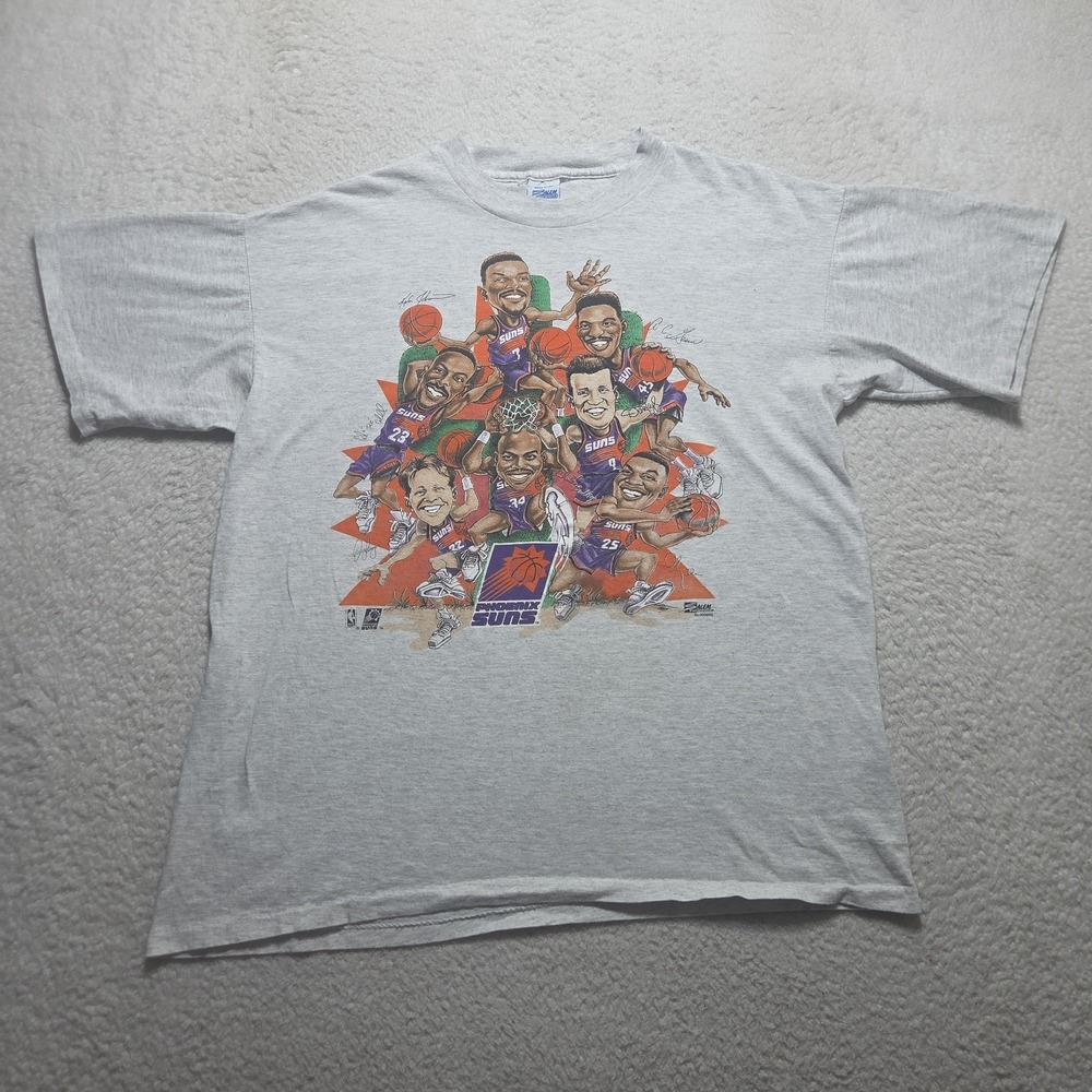 Vtg 90s Phoenix Suns Caricature Double Sided Barkley Salem Hoop De Doo Sz L